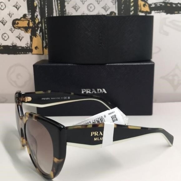 New Authentic Prada Cat Eye Sunglasses PR 14WS – Tortoise & Powder Frame - Picture 9 of 13